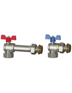 Zawór kulowy dystansowy 1” z półśrubunkiem do rozdzielacza (2szt)