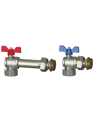 Zawór kulowy dystansowy 1” z półśrubunkiem do rozdzielacza (2szt)