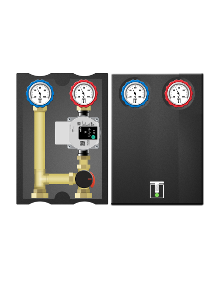 Grupa izolowana z zaworem obrotowym, pompa Grundfos / Wilo